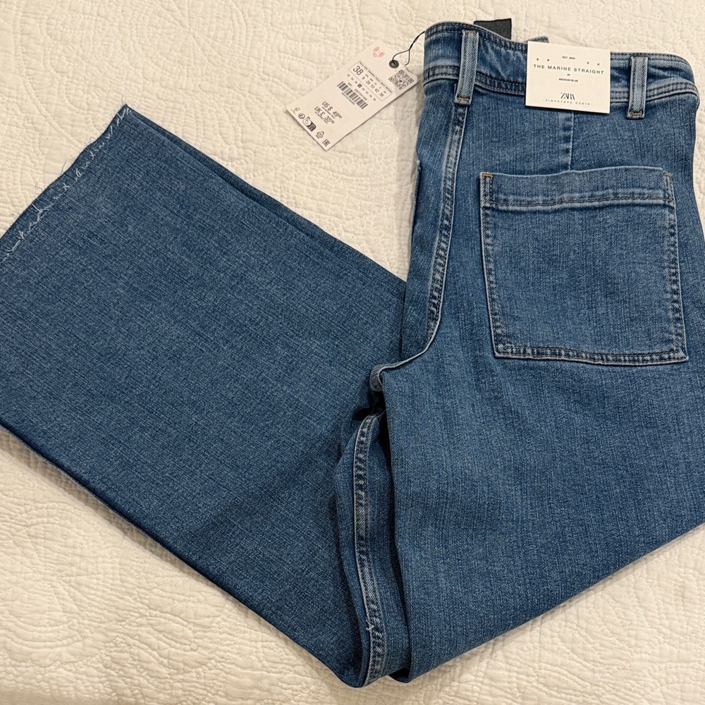 Zara Marine Straight Medium Blue 38 6 NWT